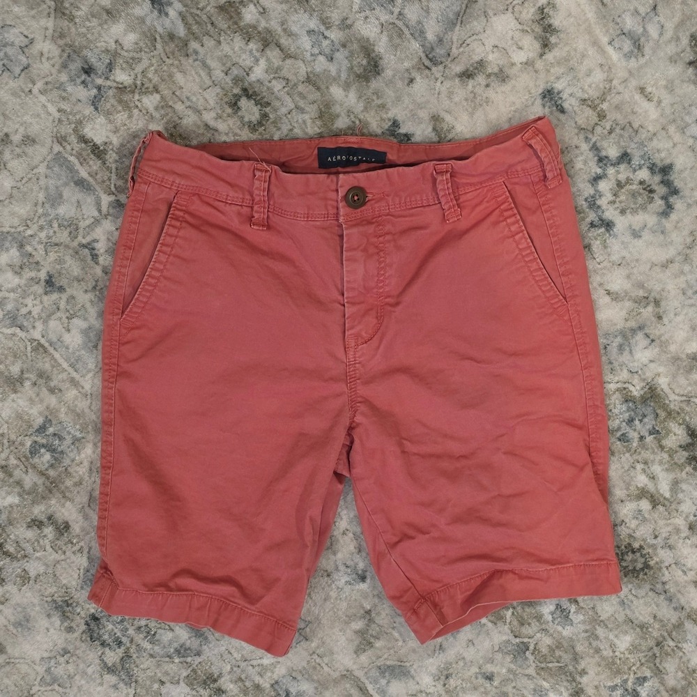 Aeropostale Mens Salmon Pink Chino Shorts Size 27 Stretch Cotton Twill Casual